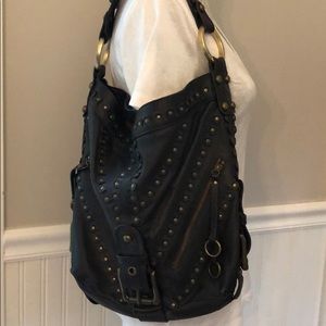 Besso Brown leather Satchel w grommets/impeccable